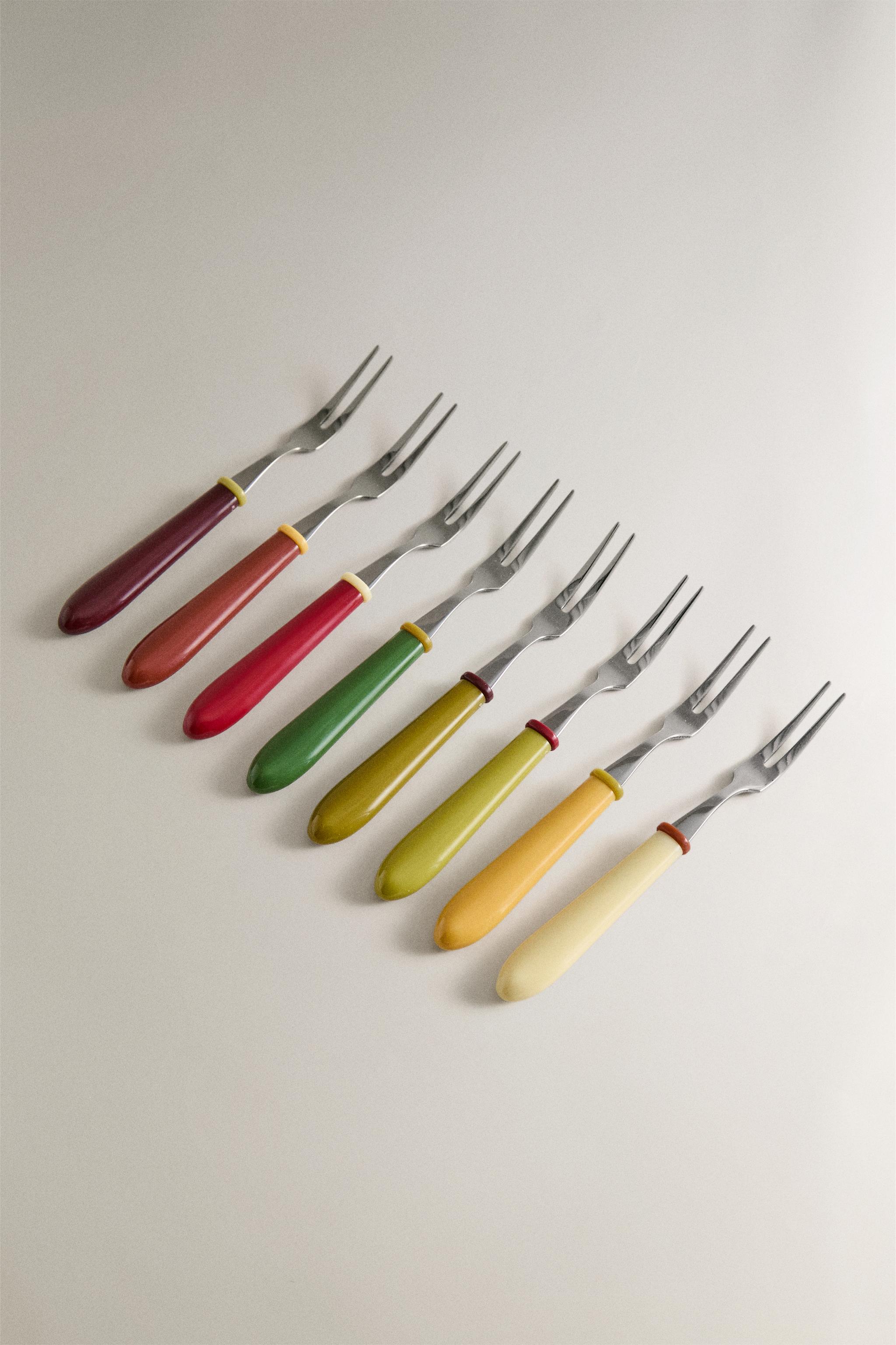 LOT DE MINI-FOURCHETTES EN RÉSINE COULEURS (LOT DE 8)